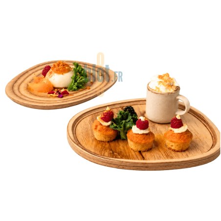 (X6) - Assiette irrégulière en Bouleau De La Roca - (23 x 20 cm)