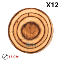Lot de 12 planches rondes De La Roca en bois de bouleau, diamètre 15 cm