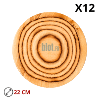 Lot de 12 planches rondes De La Roca en bois de bouleau, diamètre 22 cm