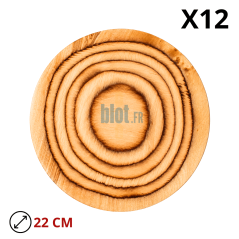 Lot de 12 planches rondes De La Roca en bois de bouleau, diamètre 22 cm