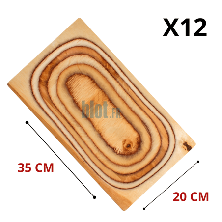 Lot de 12 planches rectangulaires De La Roca en bois de bouleau, format 35 x 20 cm