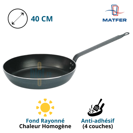 Poêle Aluminium anti-adhésive "Classe Chef"  (Ø 40 CM) - Dimensions et caractéristiques