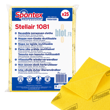 Sachet de 25 lavettes non tissées jaunes Spontex Professional Stellair 1081