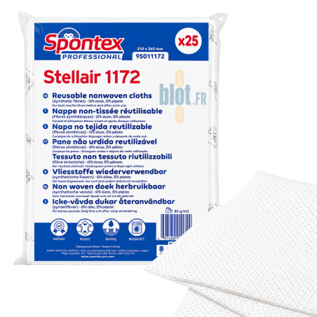 Sachet de 25 lavettes non tissées blanches Spontex Professional Stellair 1172