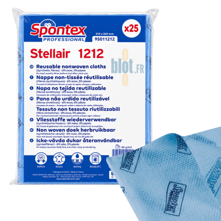 Sachet de 25 lavettes non tissées bleues Spontex Professional Stellair 1212