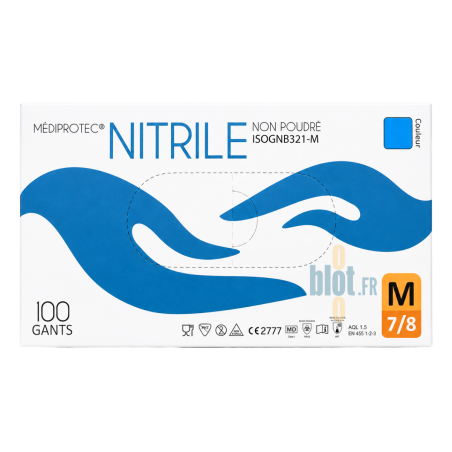 Gants Nitrile Bleu Non Poudrés - Taille M