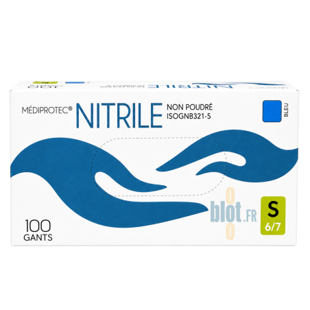 Gants Nitrile Bleu Non Poudrés - Taille S