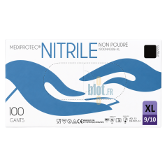 Gants Nitrile Noir Non Poudrés - Taille XL