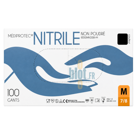 (X100) - Gants Nitrile Noir Non Poudrés - Taille M
