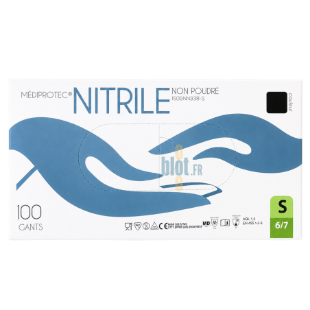 (X100) - Gants Nitrile Noir Non Poudrés - Taille S