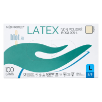 Boîte de 100 gants latex blanc non poudrés taille L Mediprotec pour usage professionnel
