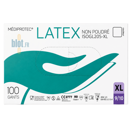 (X100) - Gants Latex Non Poudrés - Taille XL