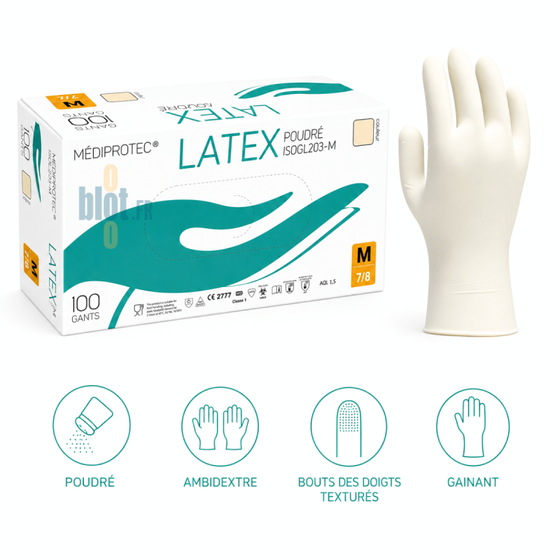 (X100) - Gants Latex Poudrés - Taille M