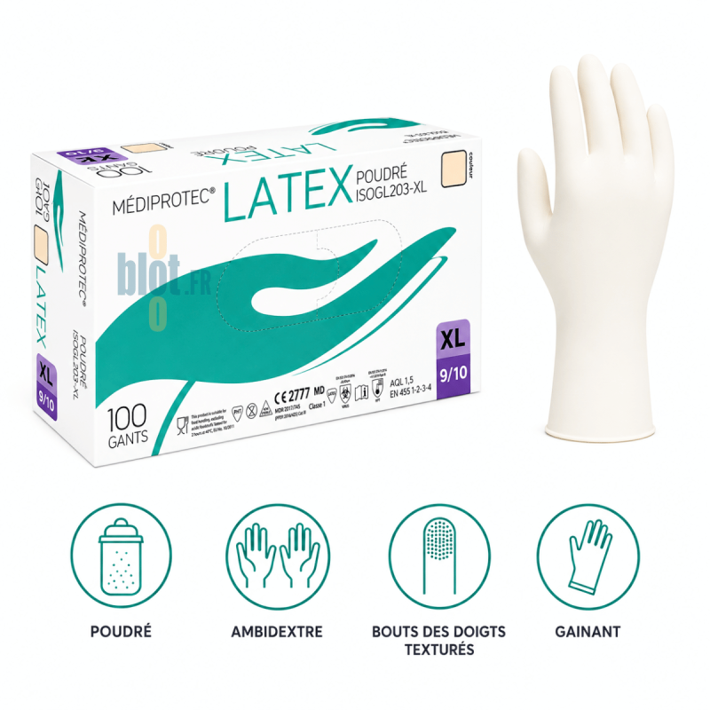 (X100) - Gants Latex Poudrés - Taille XL