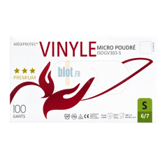 (X100) - Gants Vinyle Prémium Poudrés - Taille S