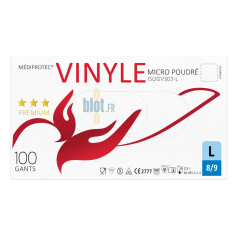 (X100) - Gants Vinyle Prémium Poudrés - Taille L