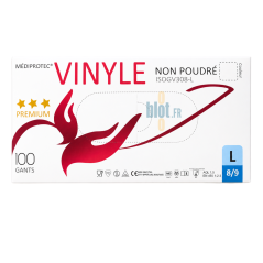(X100) - Gants Vinyle Non Poudrés - Taille L