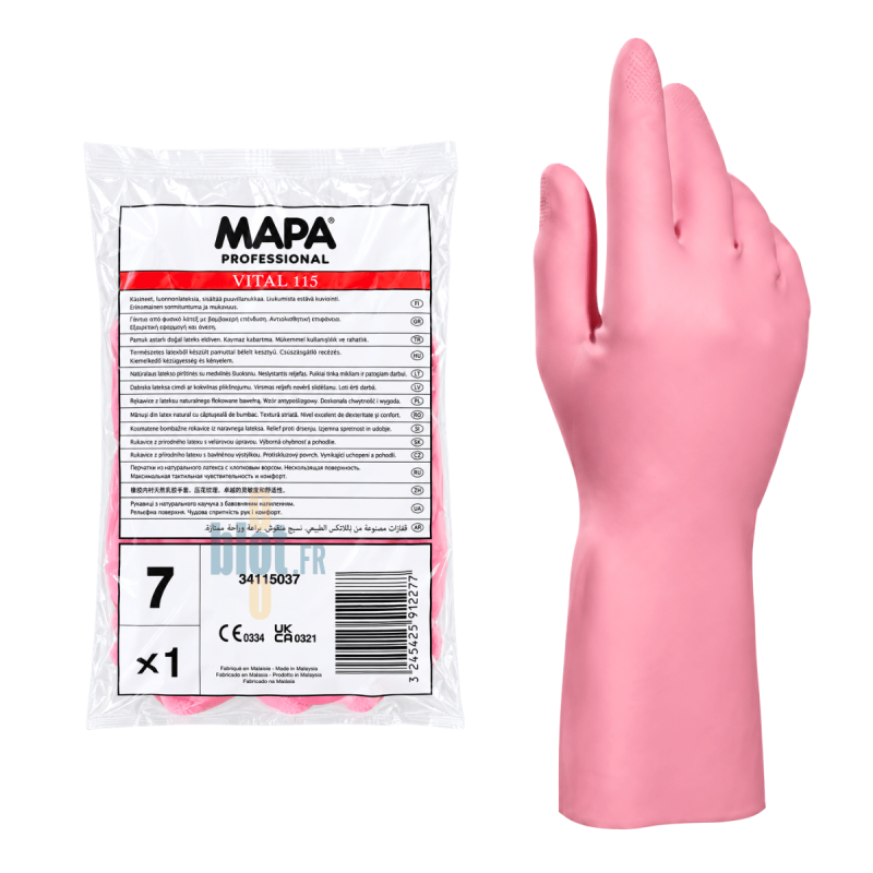 (X1 paire) - Gant latex rose taille 7 - Vital 115