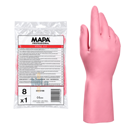 Gant latex rose Mapa Vital 115 taille 8 avec emballage professionnel
