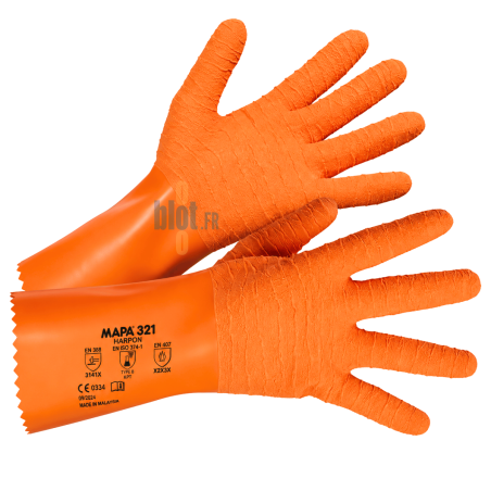 (X1 paire) - Gant latex orange taille 6 - Harpon 321