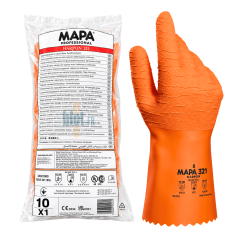 Gant latex orange Mapa Harpon 321 taille 10 avec emballage professionnel