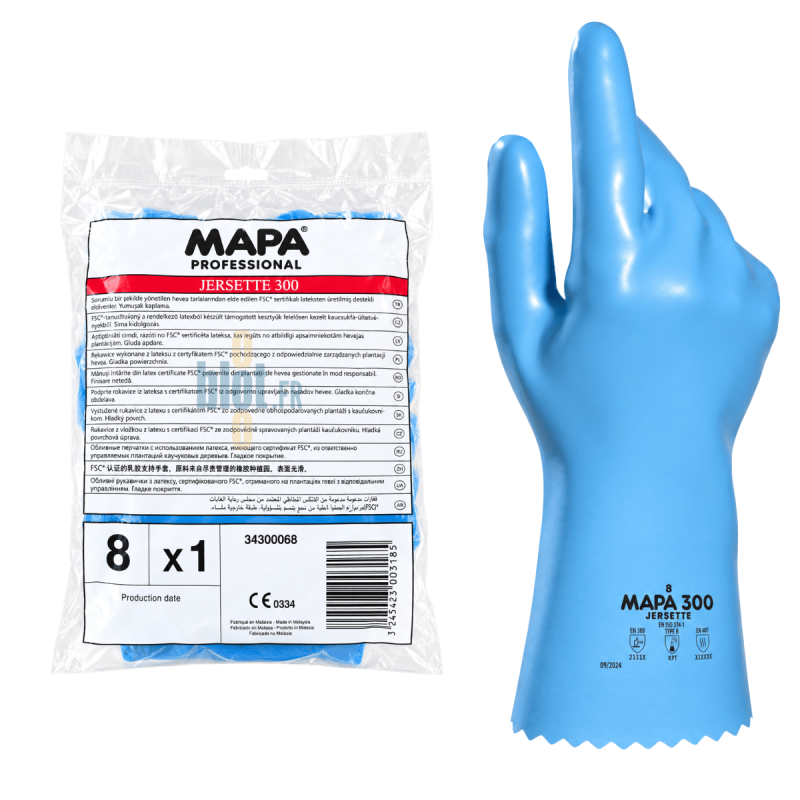 (X1 paire) - Gant latex bleu taille 8 - Jersette 300