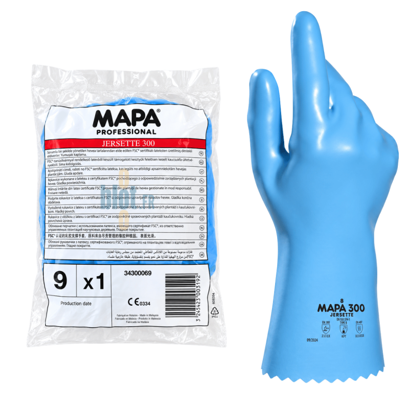 (X1 paire) - Gant latex bleu taille 9 - Jersette 300