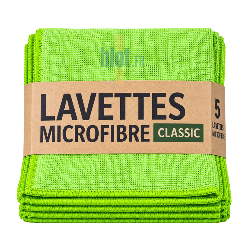 (Lot x5) - Lavette microfibre professionnelle Verte - (38x38)