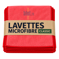 Lot de 5 lavettes microfibres professionnelles rouges TAMPEL 38 x 38 cm