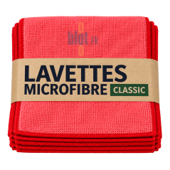 Lot de 5 lavettes microfibres professionnelles rouges TAMPEL 38 x 38 cm