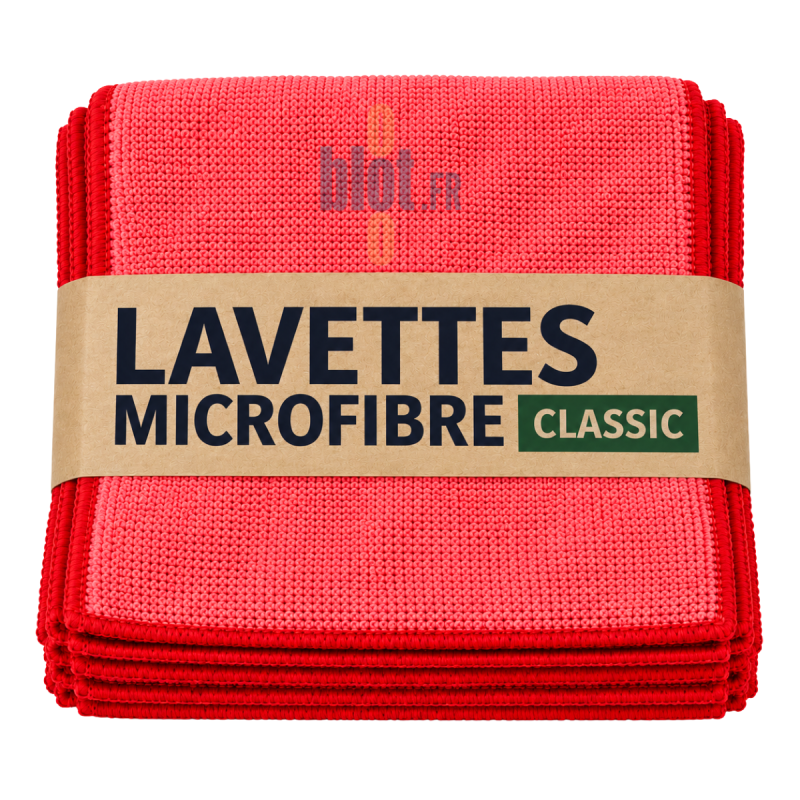 (Lot x5) - Lavette microfibre professionnelle Rouge - (38x38)