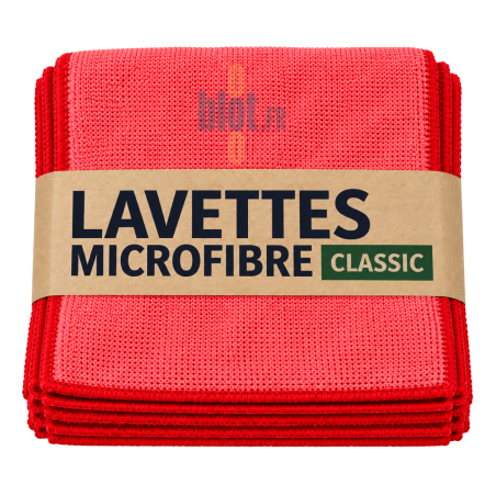 Lot de 5 lavettes microfibres professionnelles rouges TAMPEL 38 x 38 cm