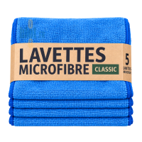 Lot de 5 lavettes microfibres professionnelles bleues TAMPEL 38 x 38 cm