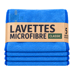 Lot de 5 lavettes microfibres professionnelles bleues TAMPEL 38 x 38 cm