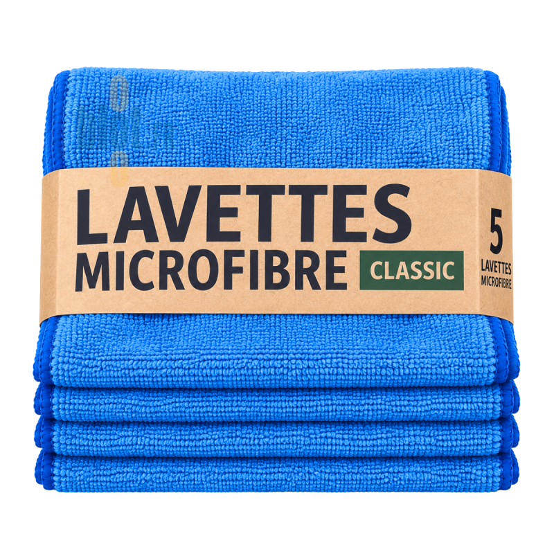 (Lot x5) - Lavette microfibre professionnelle Bleue - (38x38)