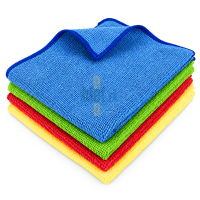 Lavettes microfibres professionnelles bleu, vert, rouge et jaune pour protocole d’hygiène par code couleur