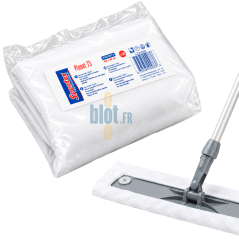 Sachet de 50 gazes non tissées blanches SPONTEX Planet 73 avec fixation sur balai plat