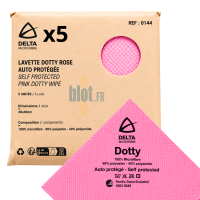 Lot de 5 lavettes microfibres bactériostatiques roses DOTTY 40 x 40 cm référence 0144