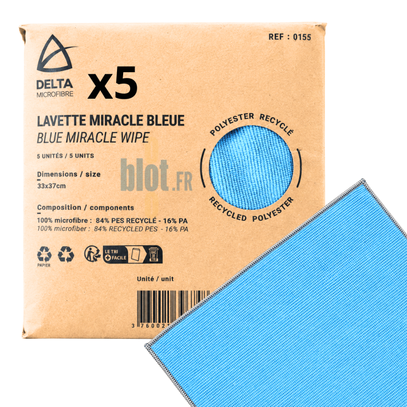 (X5) - Lavette microfibre haute qualité bleue - (33x37 CM) – MIRACLE