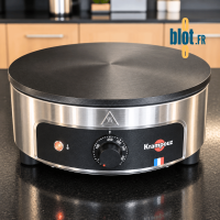 Crêpière Krampouz 40 cm installée sur un plan de travail en cuisine professionnelle
