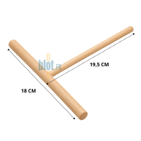 Dimensions du râteau à crêpes rond en bois : largeur de 18 cm et longueur utile de 19,5 cm