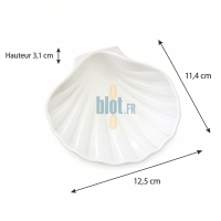 Dimensions indiquées de la coquille Saint-Jacques en céramique : 12,5 × 11,4 cm et hauteur de 3,1 cm