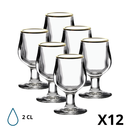 Lot de 12 Verres à Liqueur Déguster Bord Or - La Rochère - Lot de 12