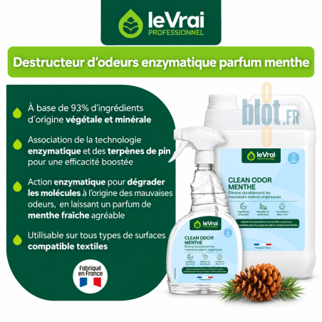 Clean Odor Menthe 5 L – Destructeur d’odeur enzymatique