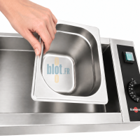 Vue de dessus de la cuve inox du bain-marie Krampouz 2 GN 1/6 sans les bacs gastronormes