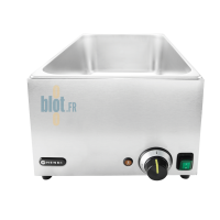 Vue de trois quarts du bain-marie professionnel HENDI Ranger GN 1/1 sans robinet de vidange