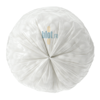 Vue de dessous du sac poubelle blanc KFB de 30 litres, montrant les plis de son fond