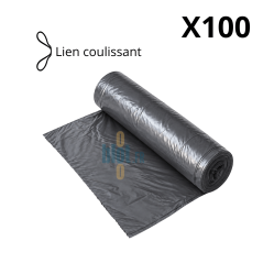 (X100) - Sac poubelle lien coulissant - (50L / 28 Microns)