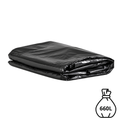 Housse de conteneur noire KFB de 660 litres présentée pliée