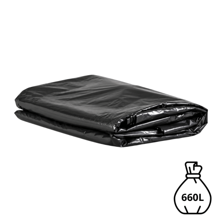 Housse de conteneur noire KFB de 660 litres présentée pliée
